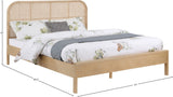 Siena Mid-Century Modern Bed with Elegant Cane Headboard and Durable Ash Wood for Timeless Style