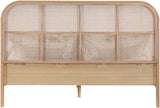 Siena Mid-Century Modern Bed with Elegant Cane Headboard and Durable Ash Wood for Timeless Style