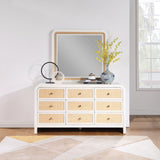 Siena Mirror - Elegant Mid-Century Design with Durable Ash Wood Frame and Striking Cane Detail