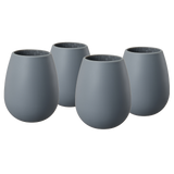 Unbreakable Silicone Stemless Wine Glassware | Set of 4  (Dark Grey)