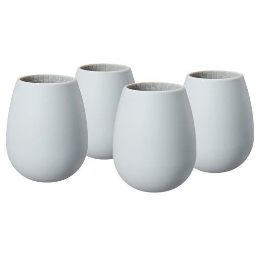 Unbreakable Silicone Stemless Wine Glassware | Set of 4 (Light Grey)
