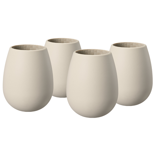 Unbreakable Silicone Stemless Wine Glassware | Set of 4 (Tan)