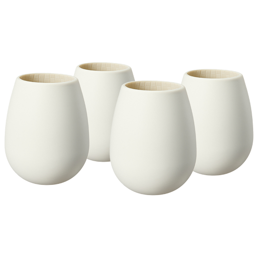 Unbreakable Silicone Stemless Wine Glassware | Set of 4 (White)