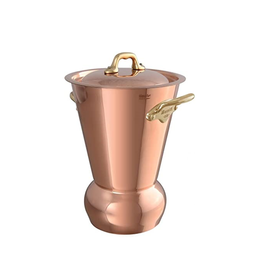 Mauviel M'Tradition Polished Copper & Tin Inside Steamed Potatoes With Lid, Brass Handles, 2.9-Qt