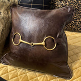 Snaffle Bit Brown Leather Pillow
