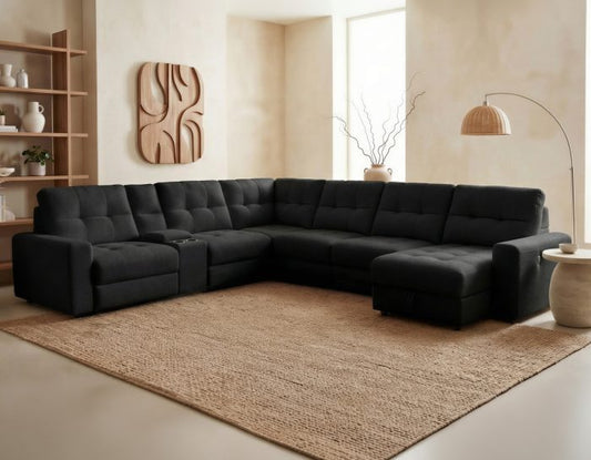 Snyder 7-Piece Slider Sectional, Black