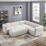Solo Corner Sectional Sofa With Ottoman - Cream Boucle