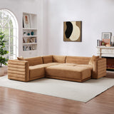 Solo Corner Sectional Sofa With Ottoman - Cognac Velvet