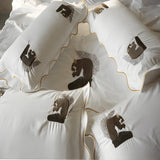 Squirrel Embroidered Cotton Sateen Duvet Cover Set