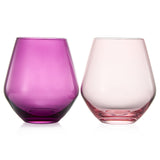 Amethyst & Rose Colored Wine Glasses | Set of 2 | Large 16 oz