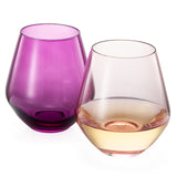 Amethyst & Rose Colored Wine Glasses | Set of 2 | Large 16 oz
