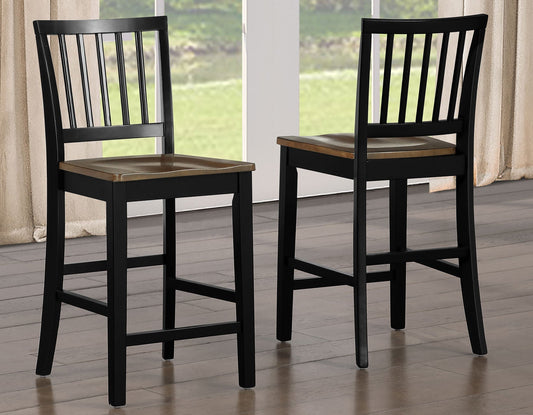 Joplin Solid Wood 24" Farmhouse Counter Stool, Walnut and Ebony Finish