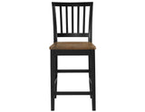 Joplin Solid Wood 24" Farmhouse Counter Stool, Walnut and Ebony Finish