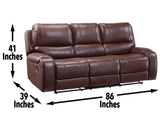 Keily Manual Reclining Sofa w/Dropdown Table, Brown