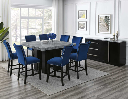 Camila Gray Marble 7-Piece Counter Dining Group (Counter Table & 6 Counter Chairs)