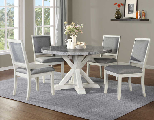 Canova 5-Piece Gray Marble Dining Set (Table & 4 Side Chairs)