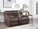 Valencia Dual-Power Leatherette Reclining Console Loveseat, Walnut