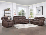 Valencia Dual-Power Leatherette Reclining Console Loveseat, Walnut