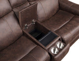 Valencia Dual-Power Leatherette Reclining Console Loveseat, Walnut