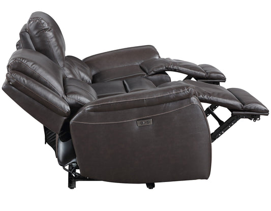 Alexandria Power Leather Reclining Sofa, Chocolate