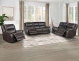 Alexandria Power Leather Reclining Sofa, Chocolate