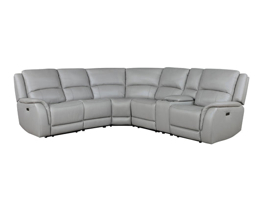 Alexandria Leather 6-Piece Power Reclining Set, Stone