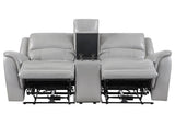 Alexandria Leather Power Reclining Console Loveseat, Stone