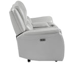 Alexandria Leather Power Reclining Console Loveseat, Stone