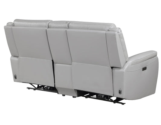 Alexandria Leather Power Reclining Console Loveseat, Stone