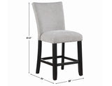 Artemis 5-piece 54″ Square White Marble Counter Table with 4 Gray Chenille Counter Chairs