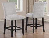Artemis 5-piece 54″ Square White Marble Counter Table with 4 Gray Chenille Counter Chairs