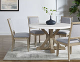 Carena 5-Piece 52-inch Round White Marble Dining Set (Table & 4 Side Chairs)