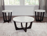 Chrissy 3-Piece Round White Marble Top Table Set