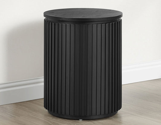 Colvin 18" Round End Table, Black Finish