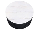 Colvin 3-Piece White Marble Top Table Set, Black Finish