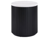 Colvin 3-Piece White Marble Top Table Set, Black Finish
