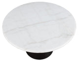 Colvin 5-Piece 52" Round White Marble Dining Set, Black Finish