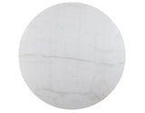 Colvin 52" Round White Marble Dining Table, Black Finish