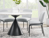 Conrad 48"White Marble Top Table with Black Conical Base