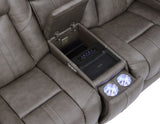Daniel Triple Power Home Theater Leather Reclining Console Loveseat, Built-in Speakers, Heat and Massage