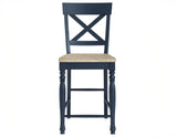 Darcy 5-Piece 64-82"Counter Set with 18-inch leaf, Midnight Blue and Natural Finish