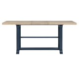 Darcy 64-82"Counter Table with 18-inch leaf, Midnight Blue and Natural Finish