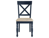 Darcy 5-Piece 42" Round DIning Set, Midnight Blue and Natural Finish