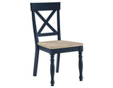 Darcy 5-Piece 42" Round DIning Set, Midnight Blue and Natural Finish