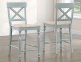 Darcy 5-Piece 64-82"Counter Set with 18-inch leaf, Mint Green and Washed Linen Finish