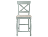Darcy 5-Piece 64-82"Counter Set with 18-inch leaf, Mint Green and Washed Linen Finish