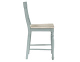 Darcy 5-Piece 64-82"Counter Set with 18-inch leaf, Mint Green and Washed Linen Finish