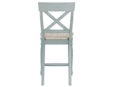 Darcy 5-Piece 64-82"Counter Set with 18-inch leaf, Mint Green and Washed Linen Finish