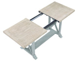 Darcy 5-Piece 64-82"Counter Set with 18-inch leaf, Mint Green and Washed Linen Finish