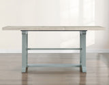 Darcy 5-Piece 64-82"Counter Set with 18-inch leaf, Mint Green and Washed Linen Finish